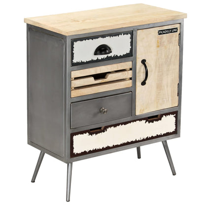 vidaXL Sideboard Natural Mango Wood With Steel Accents