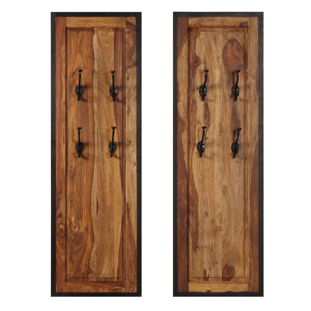 Coat Racks 2 pcs Solid Acacia Wood