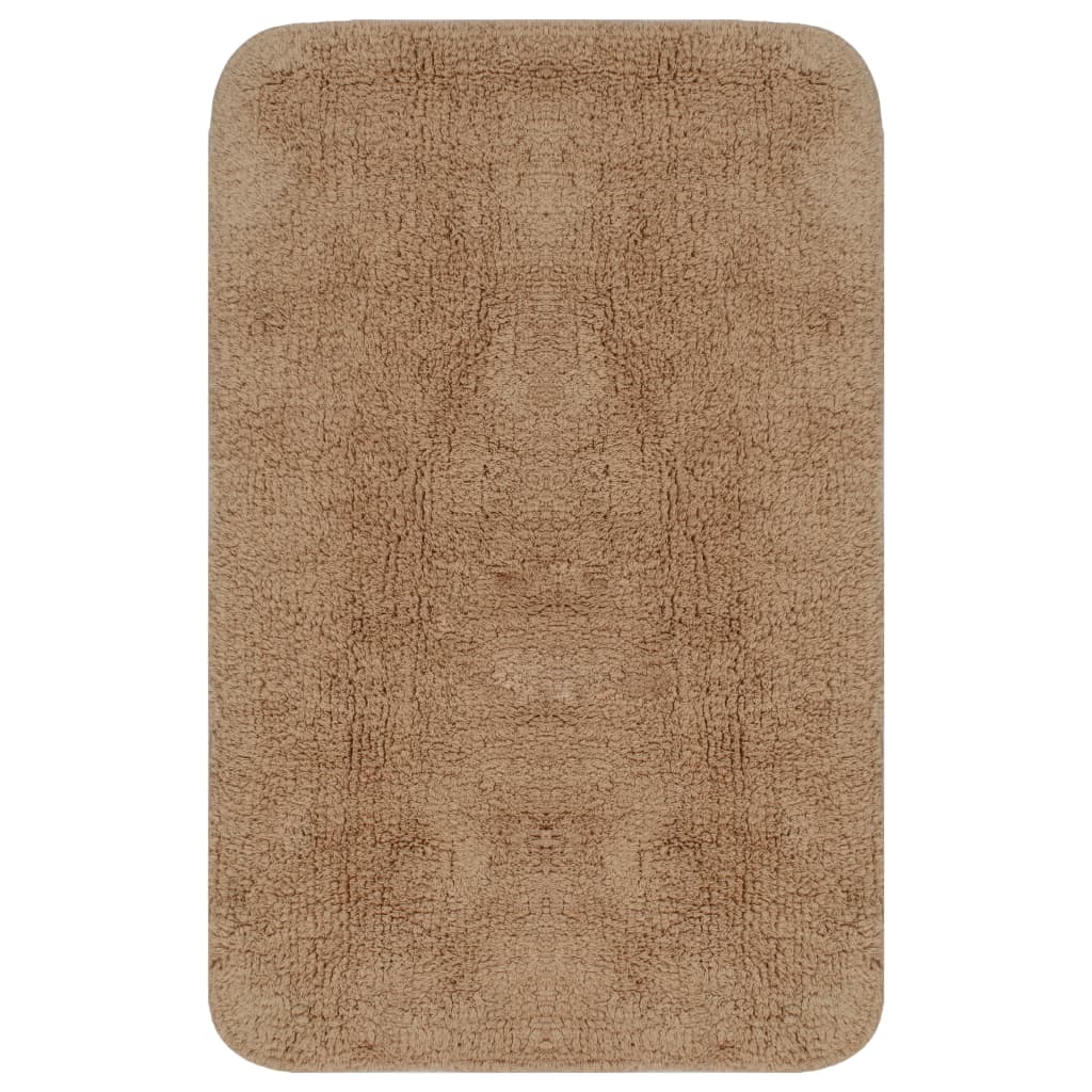 Bathroom Mat Set 3 Pieces Fabric Beige