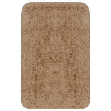 Bathroom Mat Set 3 Pieces Fabric Beige