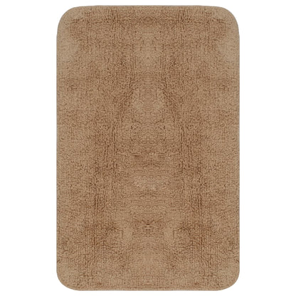 Bathroom Mat Set 3 Pieces Fabric Beige