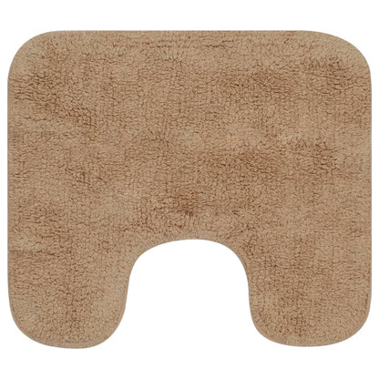 Bathroom Mat Set 3 Pieces Fabric Beige