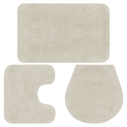 Bathroom Mat Set 3 Pieces Fabric White