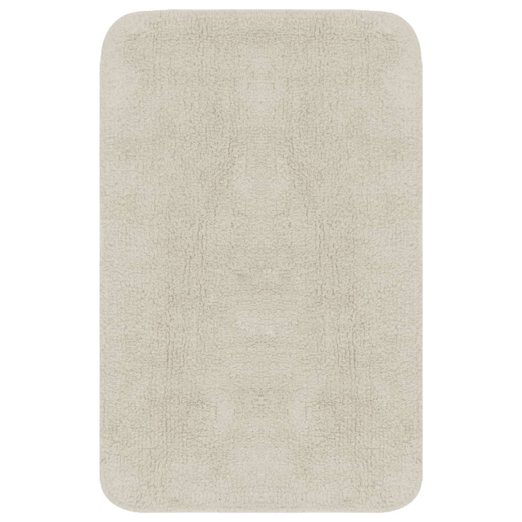 Bathroom Mat Set 3 Pieces Fabric White