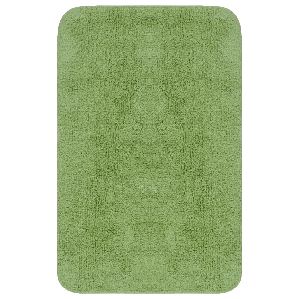 Bathroom Mat Set 3 Pieces Fabric Green