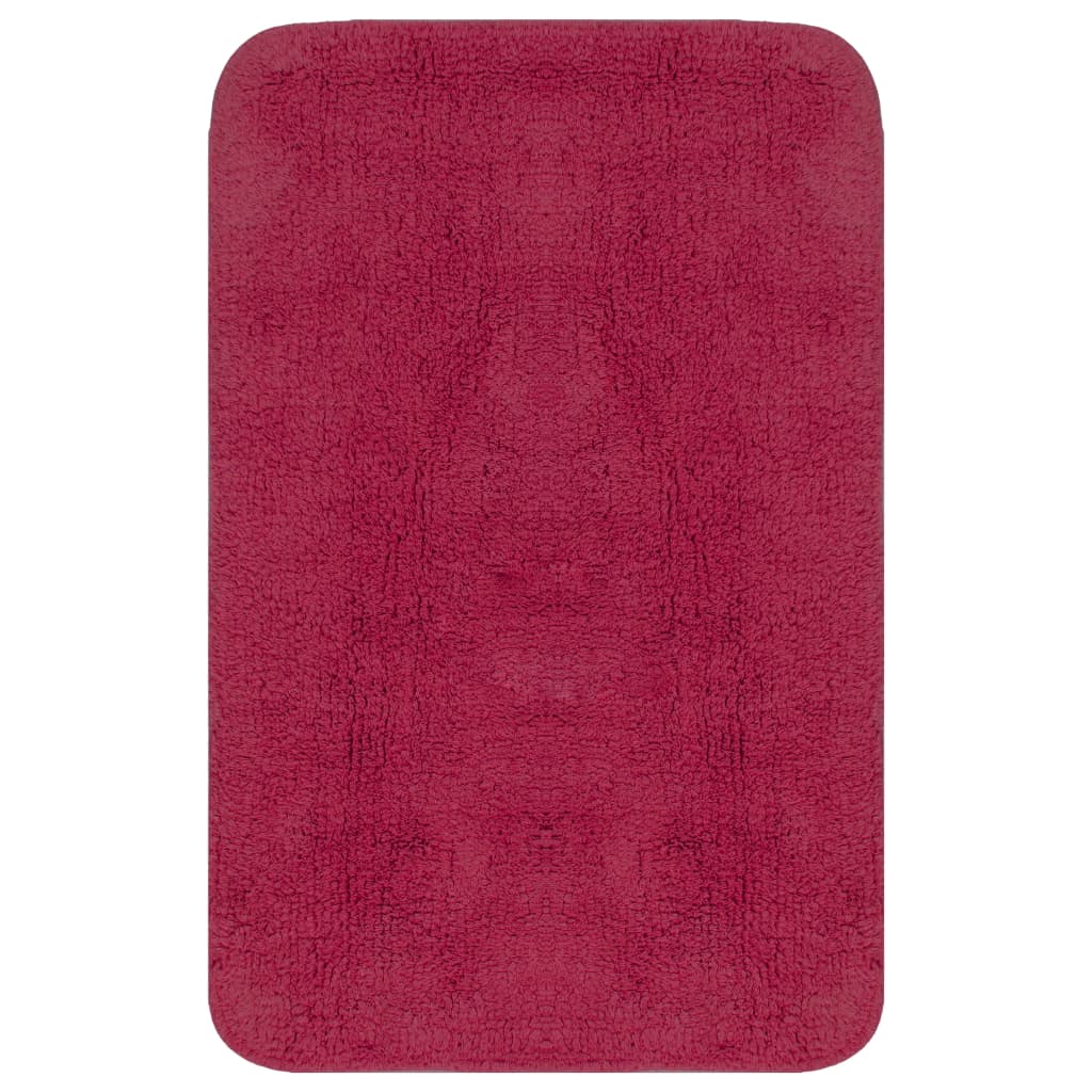 Bathroom Mat Set 3 Pieces Fabric Fuchsia