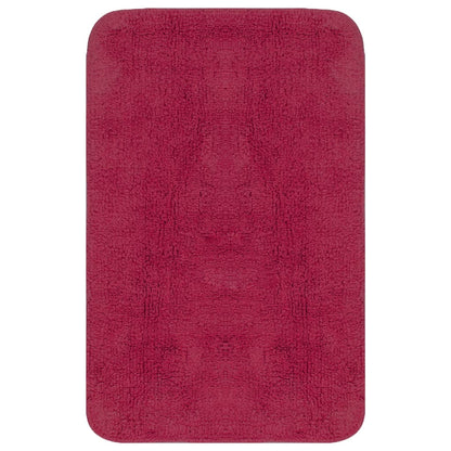 Bathroom Mat Set 3 Pieces Fabric Fuchsia