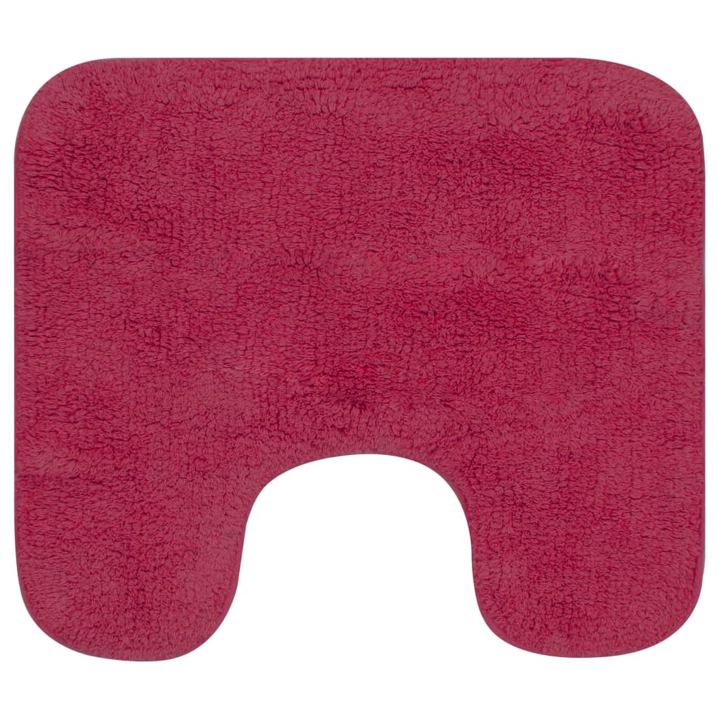 Bathroom Mat Set 3 Pieces Fabric Fuchsia