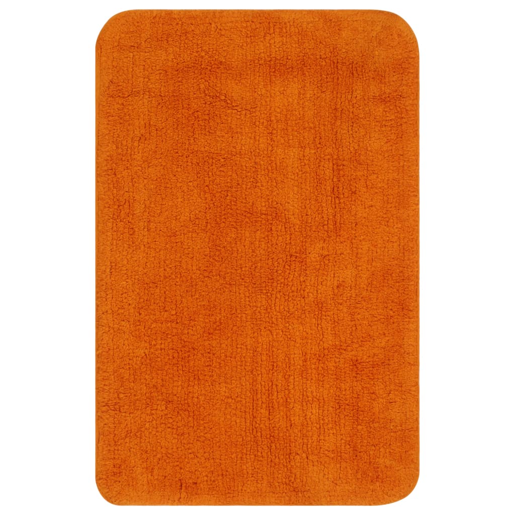 Bathroom Mat Set 3 Pieces Fabric Orange