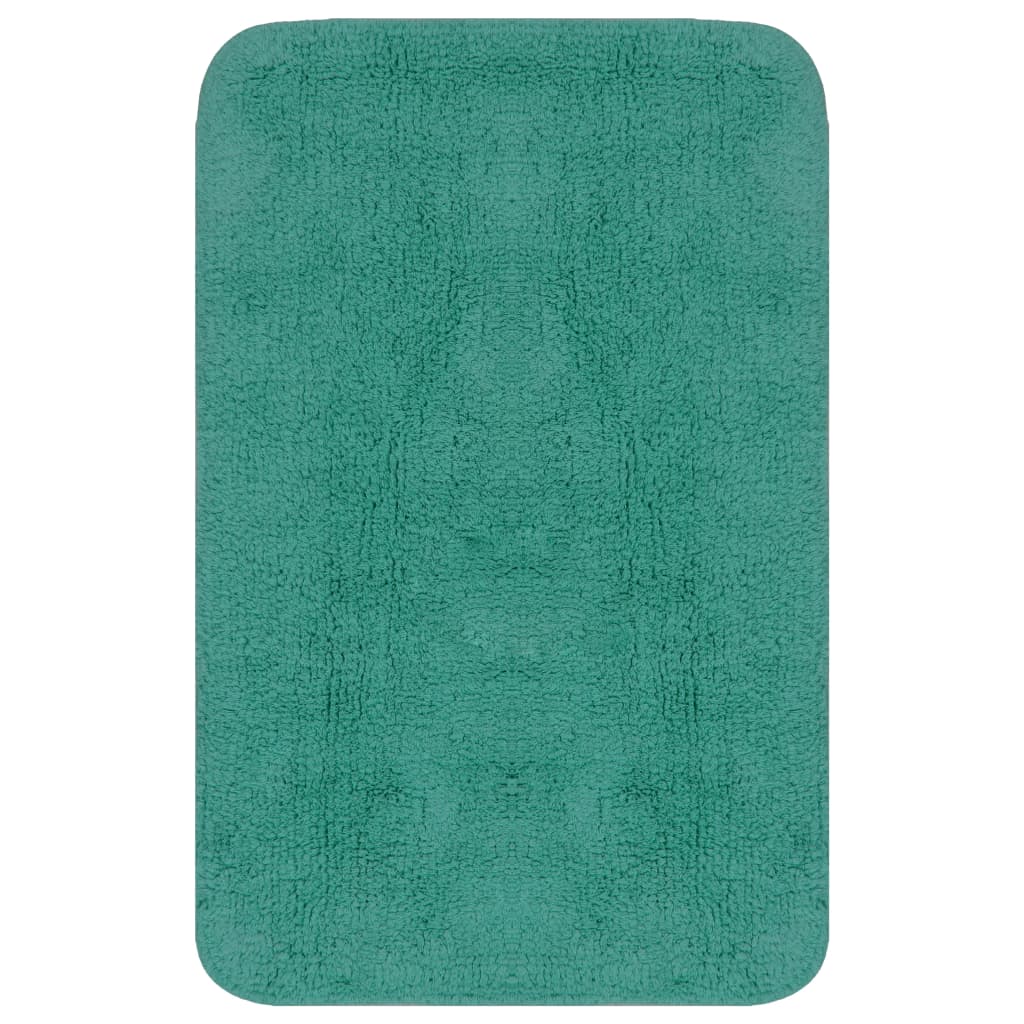 Bathroom Mat Set 3 Pieces Fabric Turquoise