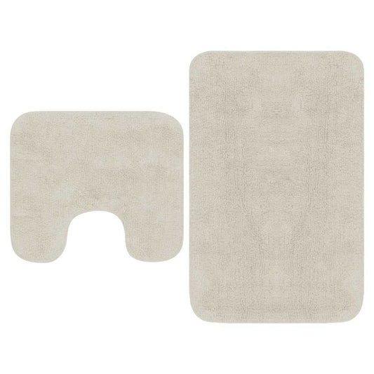 Bath Mat Set | White | 100% Cotton | 63 cm x 93 cm | Non-slip