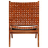 Folding Chair Crossed-Stripe Brown Real Leatheri