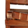 Folding Chair Crossed-Stripe Brown Real Leatheri