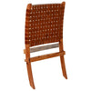 Folding Chair Crossed-Stripe Brown Real Leatheri