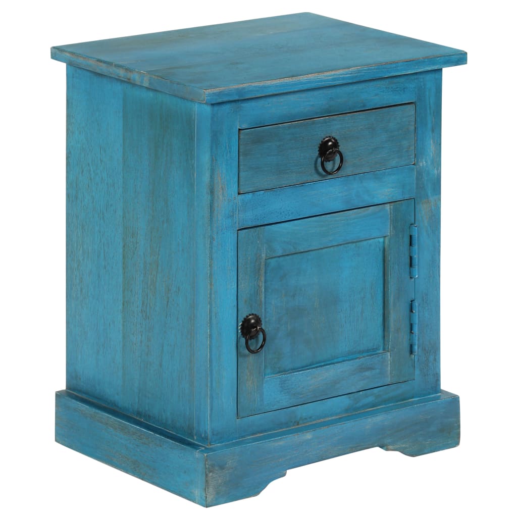 Bedside Table Solid Mango Wood 40x30x50 cm Blue