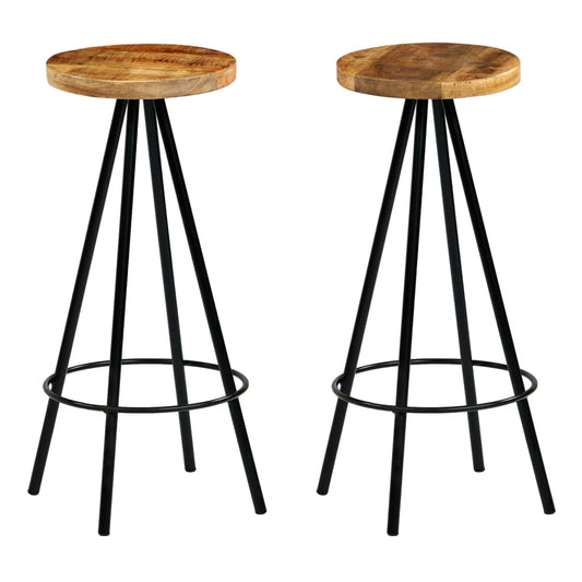 Bar Stool | Set of 2 | Natural wood and black