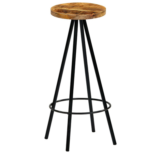 Bar Stool | Set of 2 | Natural wood and black
