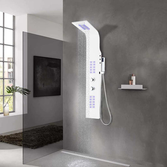 Shower Panel Unit Aluminium 20x44x130 cm White