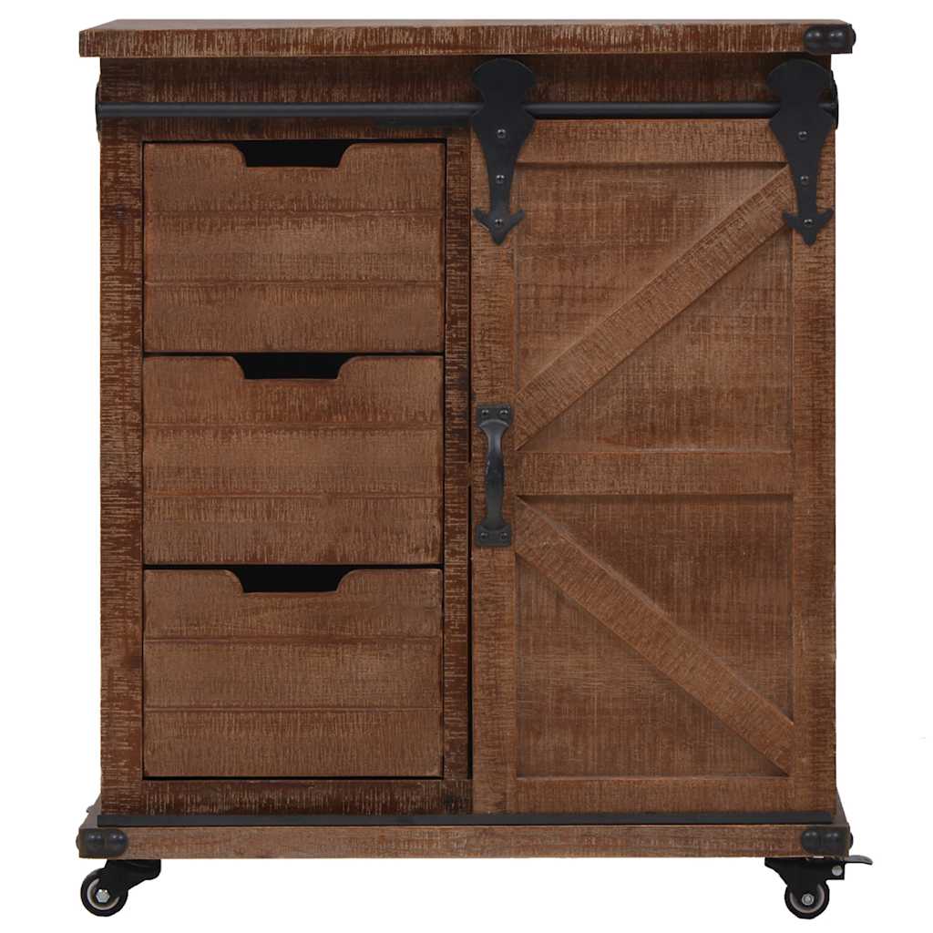 Storage Cabinet | Brown | Solid fir wood, MDF, steel | 64x33.5x75 cm