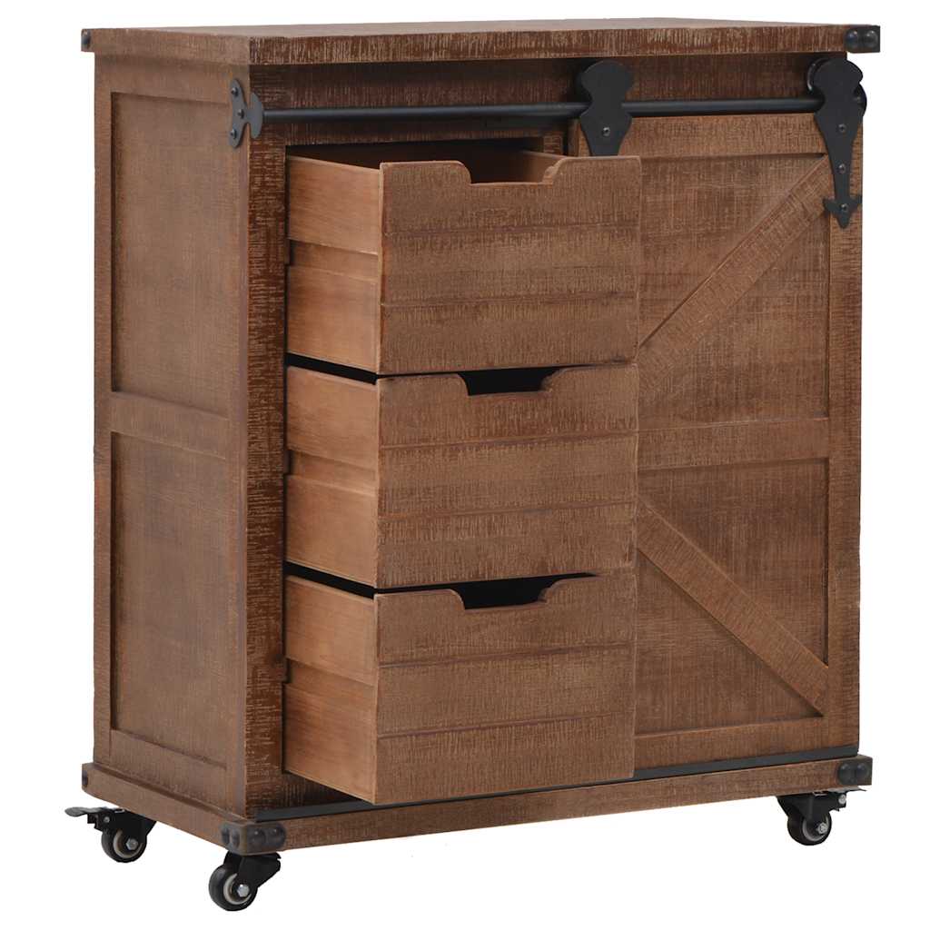 Storage Cabinet | Brown | Solid fir wood, MDF, steel | 64x33.5x75 cm