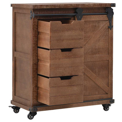 Storage Cabinet | Brown | Solid fir wood, MDF, steel | 64x33.5x75 cm