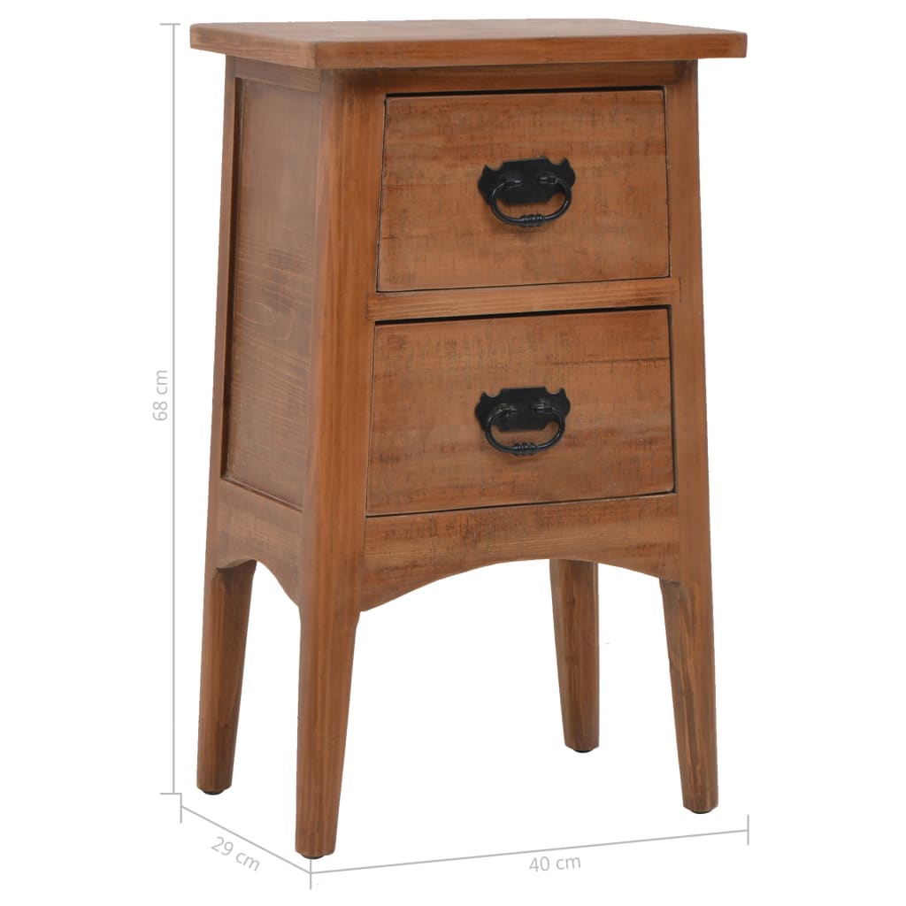 Bedside Cabinet | Brown | Solid Fir Wood | 40x29x68cm | Storage