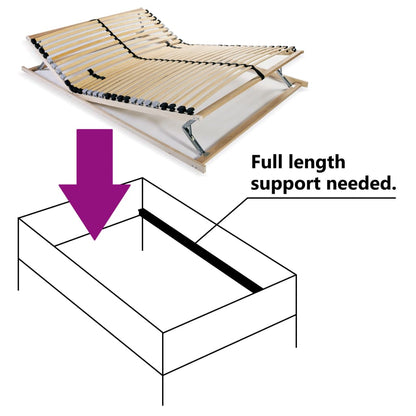 Slatted Bed Base without Mattress with 28 Slats 7 Zones 100x200 cm
