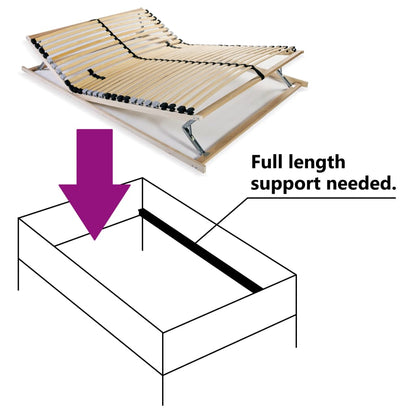 Slatted Bed Base without Mattress with 28 Slats 7 Zones 140x200 cm