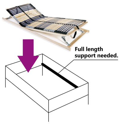 Slatted Bed Base without Mattress with 42 Slats 7 Zones 80x200 cm