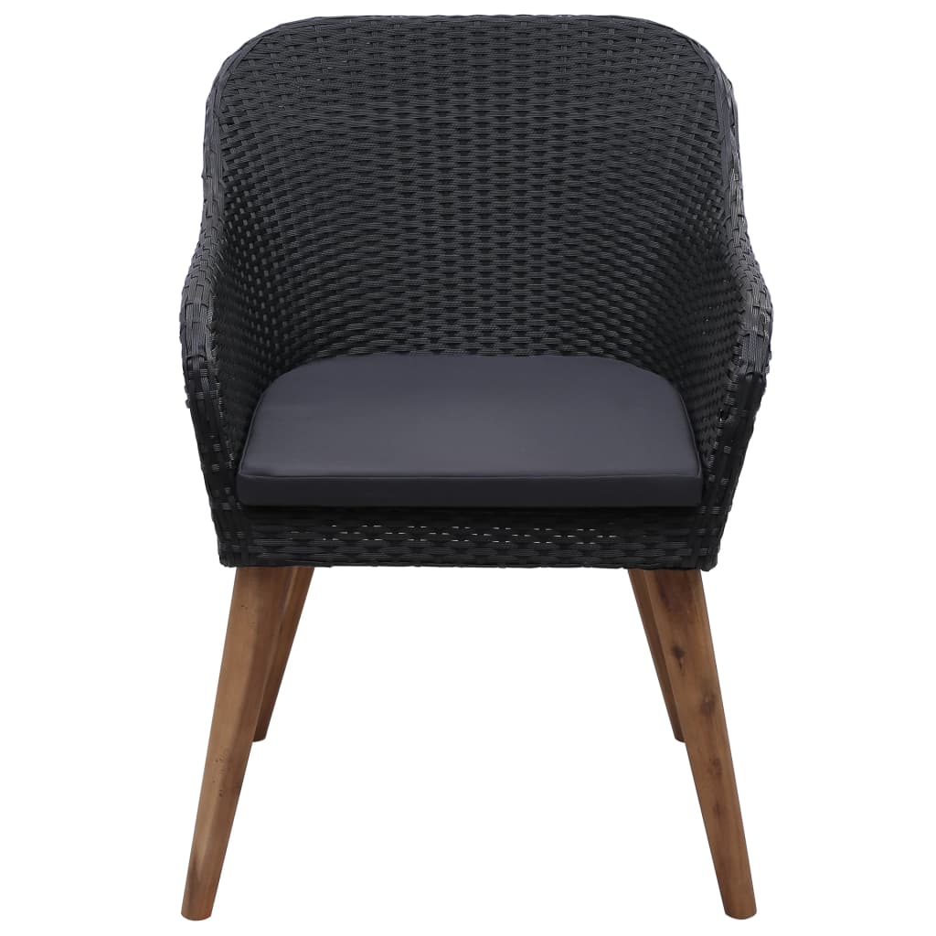 Patio Chairs with Cushions 2 pcs Poly Rattan Black