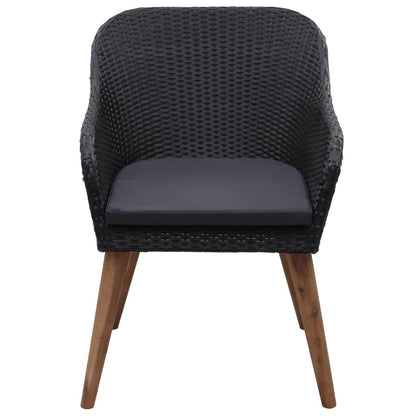Patio Chairs with Cushions 2 pcs Poly Rattan Black