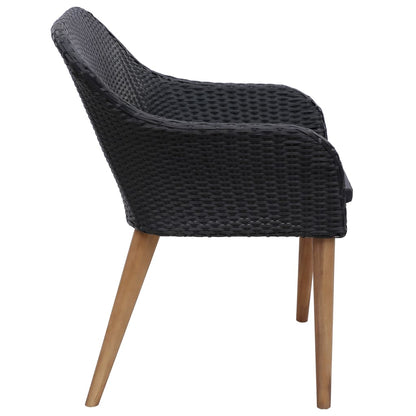 Patio Chairs with Cushions 2 pcs Poly Rattan Black