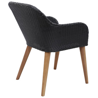 Patio Chairs with Cushions 2 pcs Poly Rattan Black