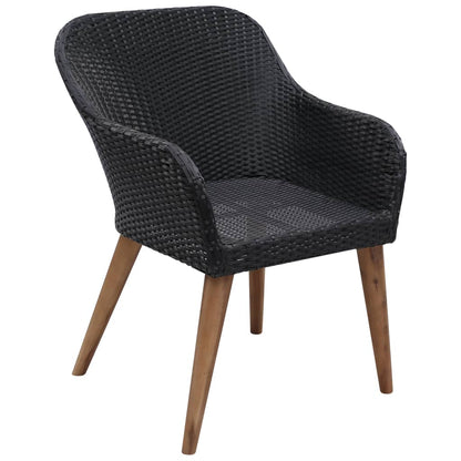 Patio Chairs with Cushions 2 pcs Poly Rattan Black