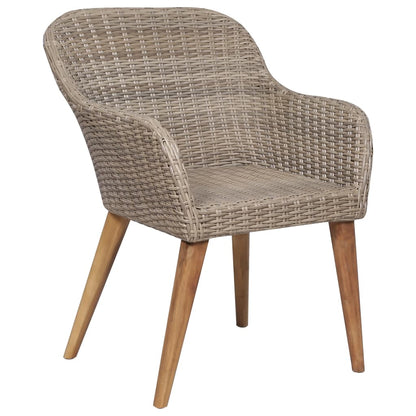 Patio Chairs with Cushions 2 pcs Poly Rattan Brown
