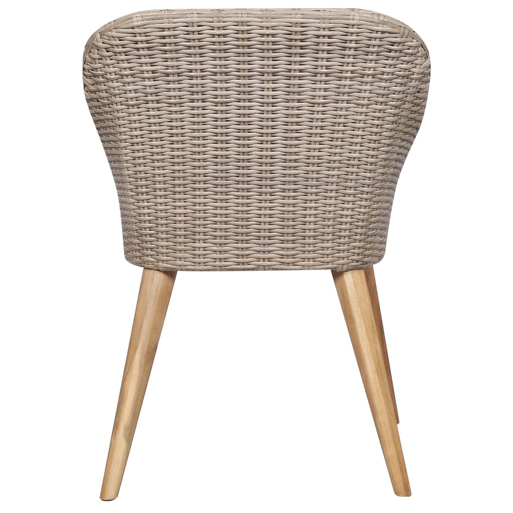 Patio Chairs with Cushions 2 pcs Poly Rattan Brown
