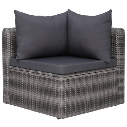 8 Piece Patio Lounge Set with Cushions Poly Rattan Gray