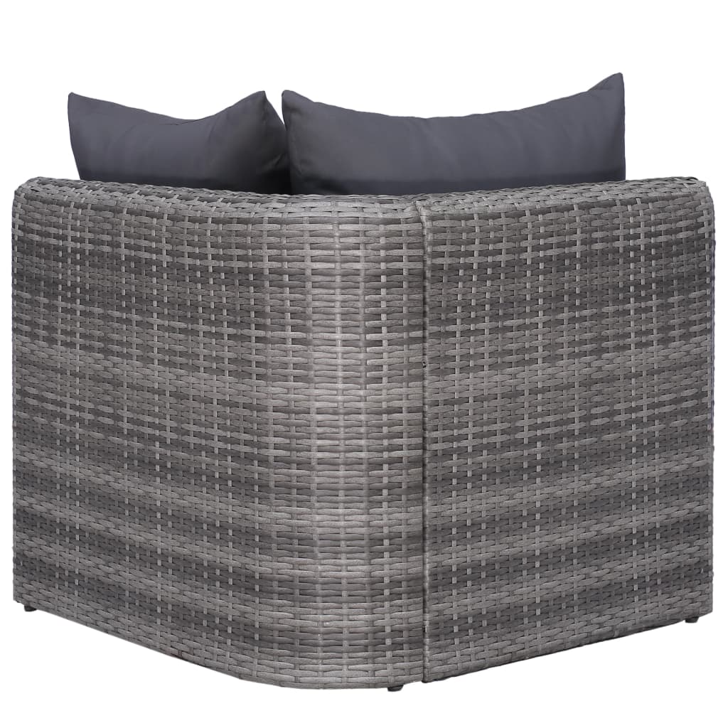 8 Piece Patio Lounge Set with Cushions Poly Rattan Gray