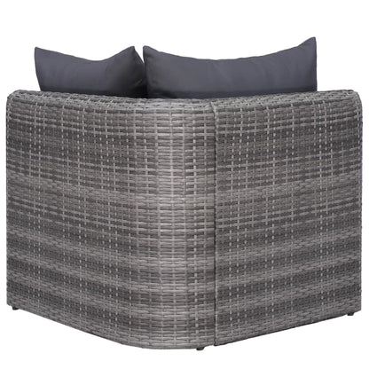 8 Piece Patio Lounge Set with Cushions Poly Rattan Gray