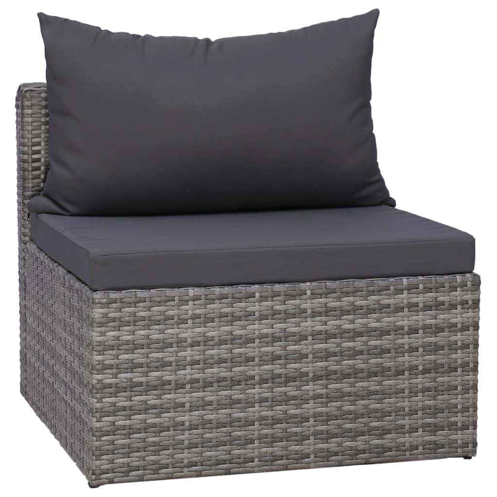 8 Piece Patio Lounge Set with Cushions Poly Rattan Gray
