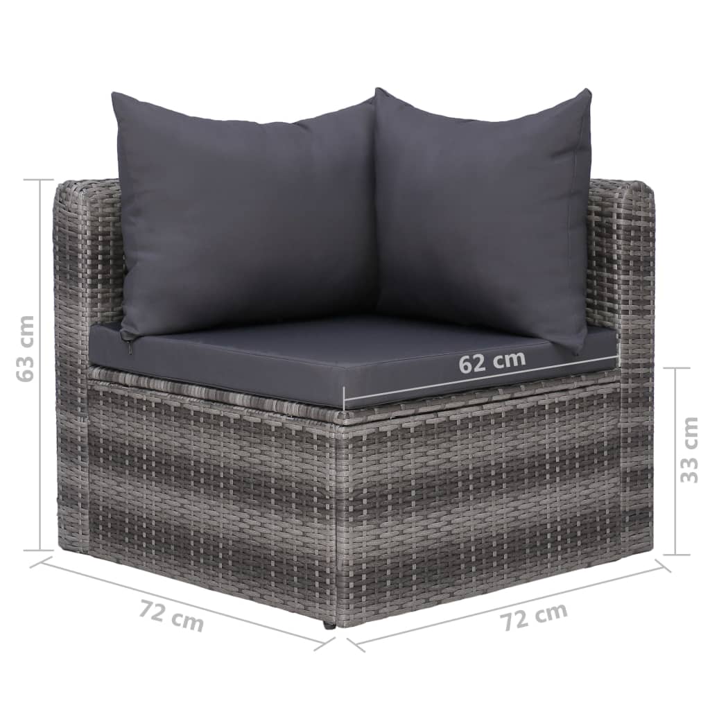 8 Piece Patio Lounge Set with Cushions Poly Rattan Gray