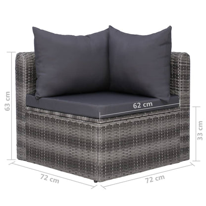 8 Piece Patio Lounge Set with Cushions Poly Rattan Gray