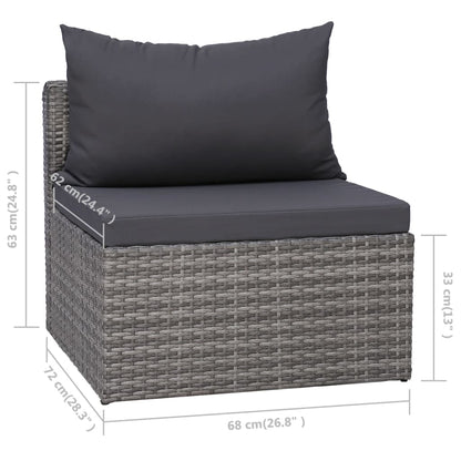 8 Piece Patio Lounge Set with Cushions Poly Rattan Gray
