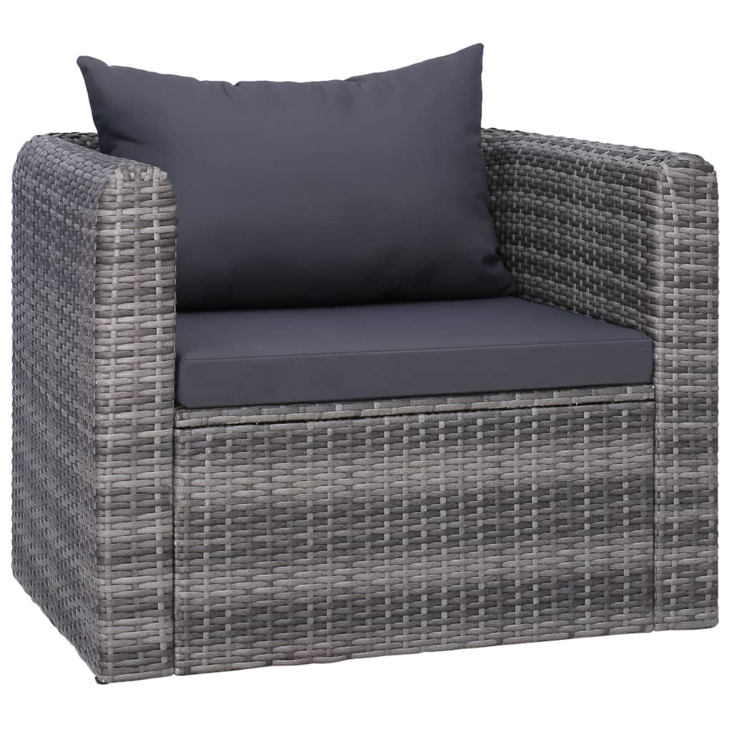 7 Piece Patio Sofa Set with Cushions & Pillows Poly Rattan Gray
