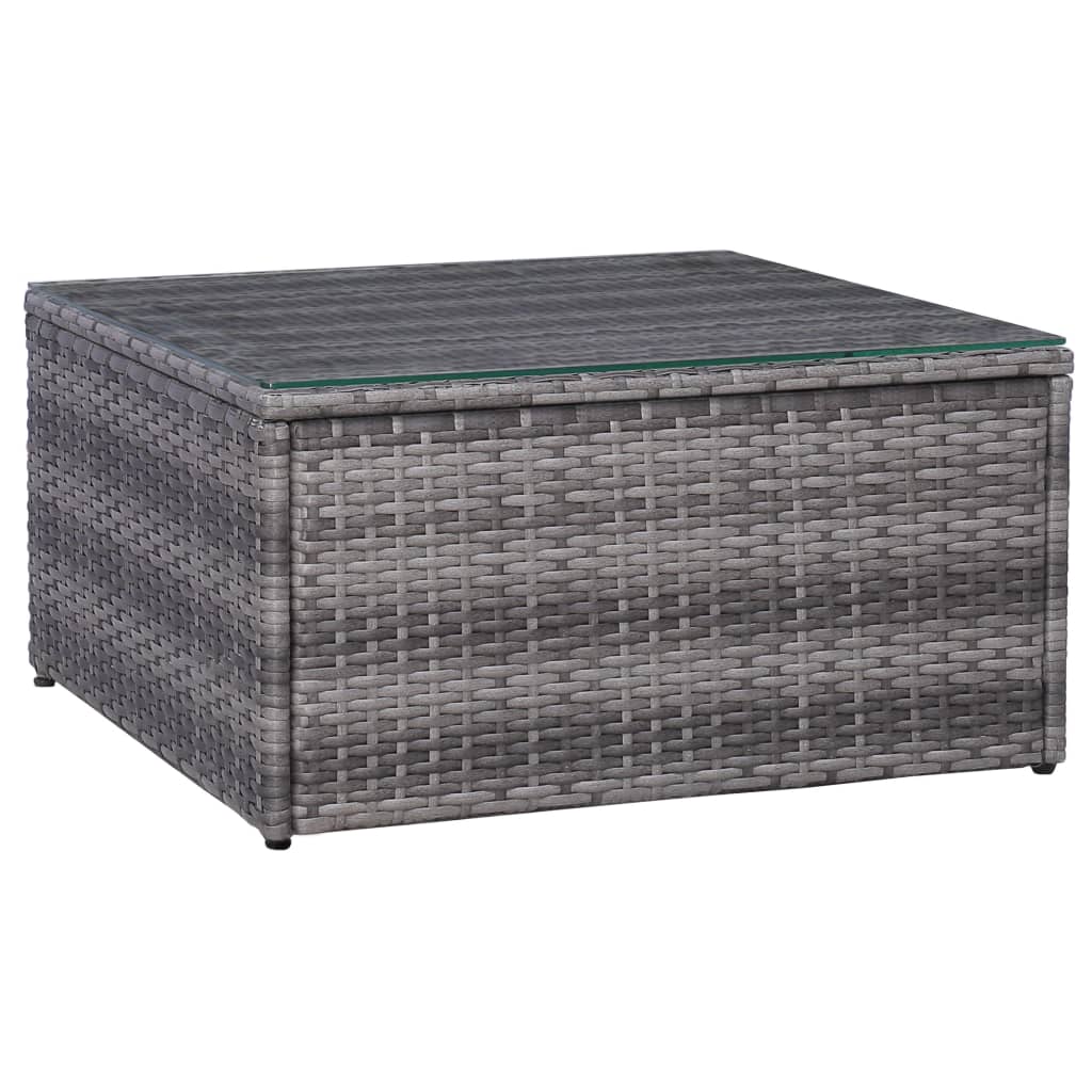 5 Piece Patio Sofa Set with Cushions & Pillows Poly Rattan Gray