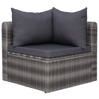 5 Piece Patio Sofa Set with Cushions & Pillows Poly Rattan Gray