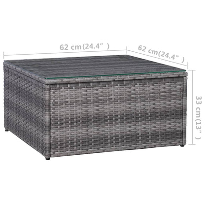 5 Piece Patio Sofa Set with Cushions & Pillows Poly Rattan Gray