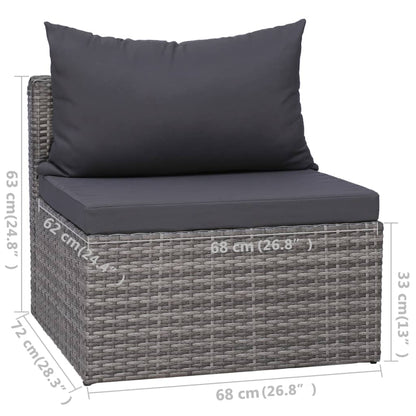 5 Piece Patio Sofa Set with Cushions & Pillows Poly Rattan Gray