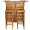 3 Piece Bar Table and Chair Set Solid Acacia Wood