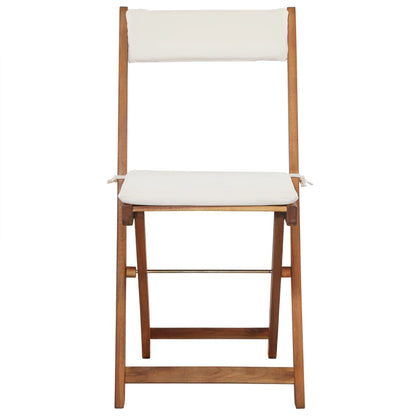 3 Piece Folding Bistro Set with Cushions Solid Acacia Wood